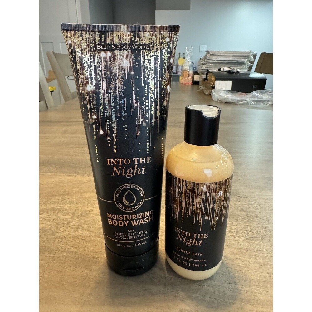 Bath & Body Works INTO THE NIGHT Moisturizing Body Wash 10 oz And Bubble Bath